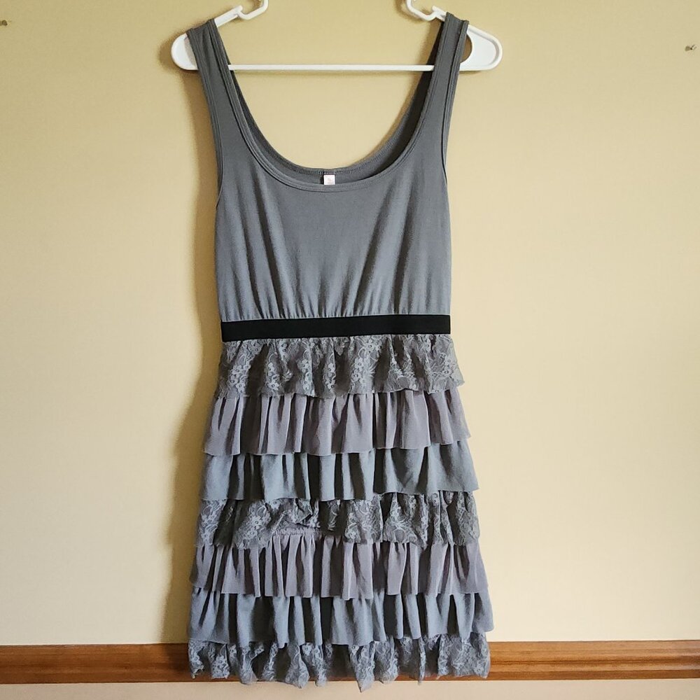 Xhilaration - Black and gray lace ruffle dress Size Small